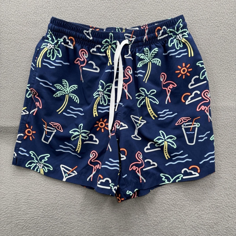 Chubbies Swim Trunks Mens Small Blue Tropical Flamingo Cocktail 5.5 Inseam Lined